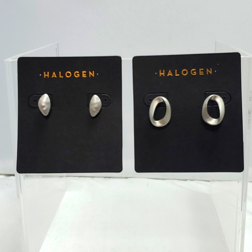 2 For 21 Halogen Matt Silver Stud And Circle Earring 21$